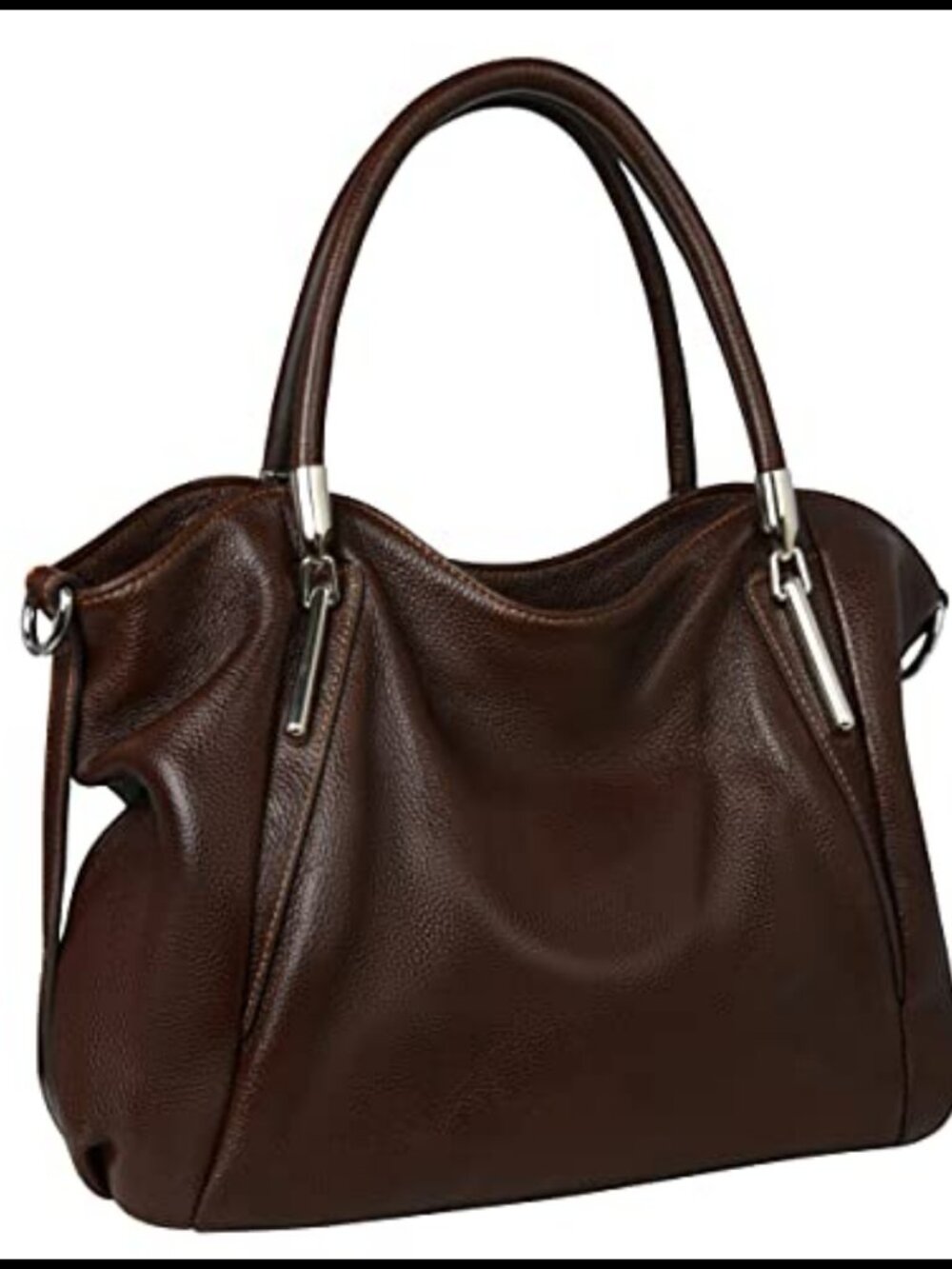 Genuine Cowhide Leather Hobo Tote Satchel Shoulder Bag with Detachable Strap
